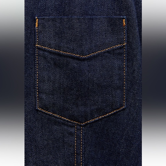 Zara FITTED DENIM SHIRT. Blue. Size S. New with Tags. - Picture 7 of 7